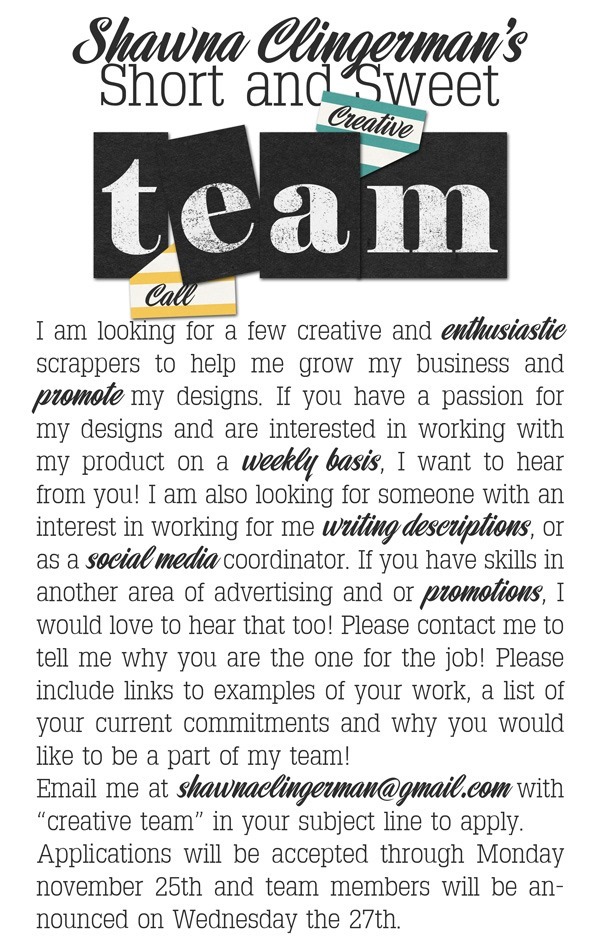 Shawna’s Short & Sweet Creative Team Call