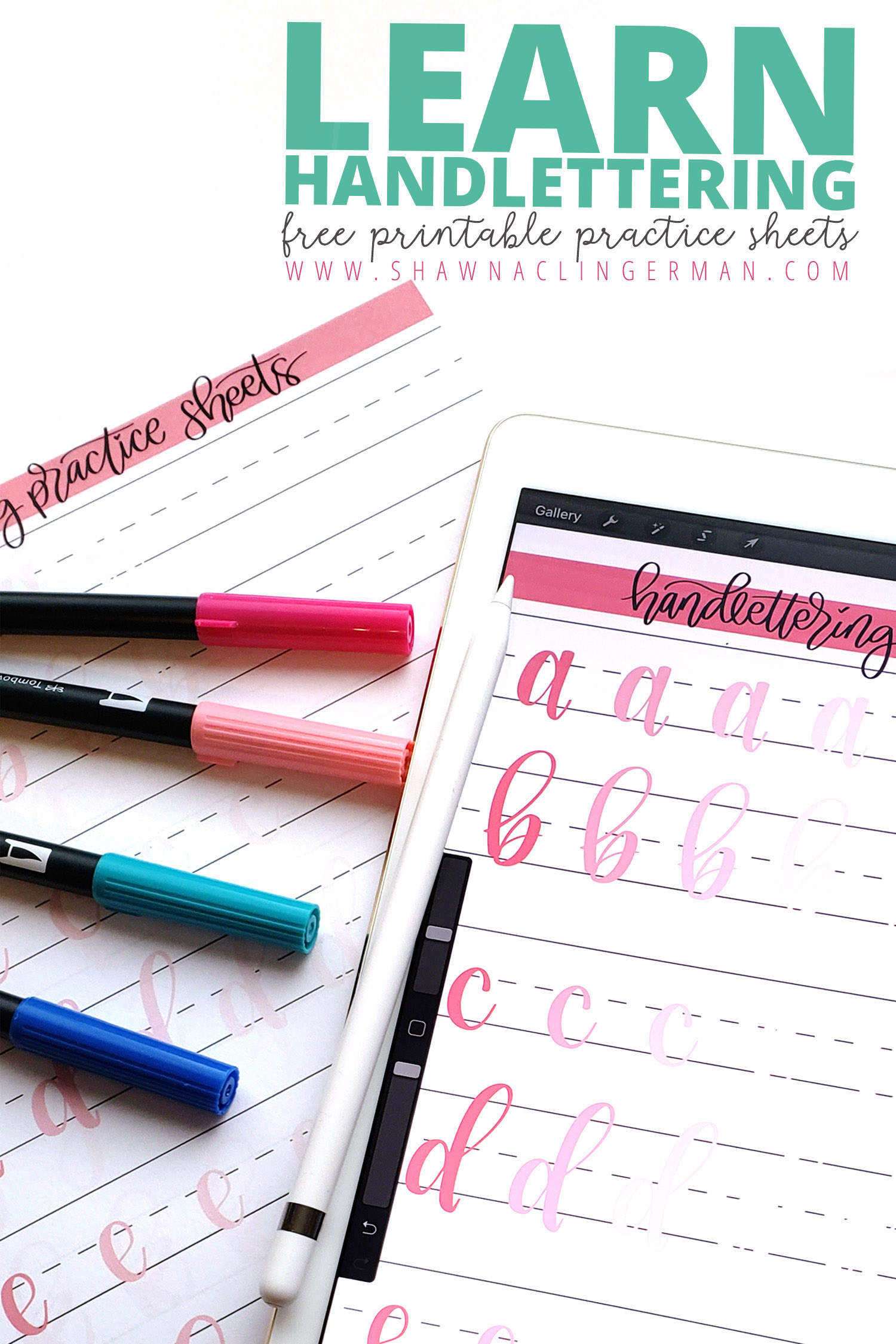 Learn Handlettering with these FREE printable practice sheets!